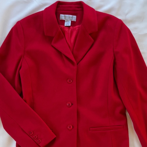 SUTTON STUDIO FOR BLOOMINGDALE'S Classic Red Wool Cashmere Blend Blazer Size 6 - Picture 11 of 11